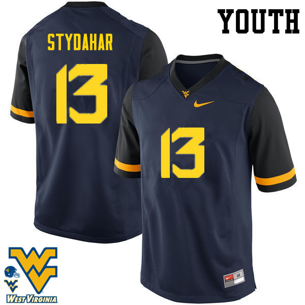 Youth #13 Joe Stydahar West Virginia Mountaineers College Football Jerseys-Navy - Click Image to Close